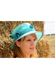 Chapeau Mariage Fleur Bleu Turquoise