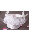 Panier Mariage Osier Blanc Noeud Perles Dentelle Satin