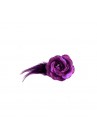 Pince Broche Mariage Fleur Tissu Scintillant Strass Violet fonce