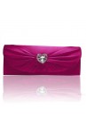 Pochette Mariage Satin Coeur Strass Rose Fushia