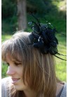 Chapeau Fleur Rose Bibi Peigne Mariage Plumes Noir