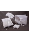 ensemble mariage blanc coussin livre d'or porte stylo Broderie Papillon