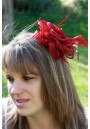 Chapeau Fleur Rose Bibi Peigne Mariage Plumes (Gris, Ivoire, Noir, Bleu, Bordeaux, Rose)