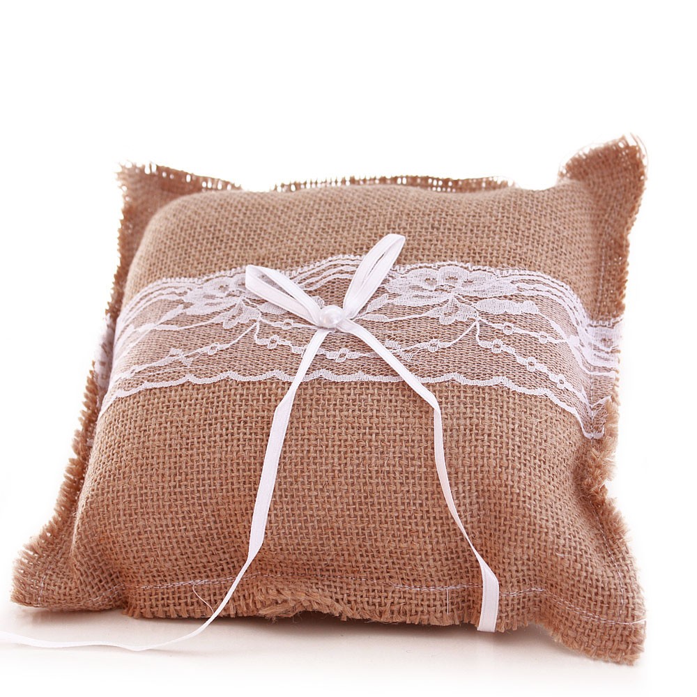 Coussin Porte-Alliances Pour Chien - Accessoire Mariage Blanc Avec Anneau Et Fermeture