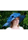 Chapeau Mariage Ceremonie Sisal Plume Noeuds Bleu