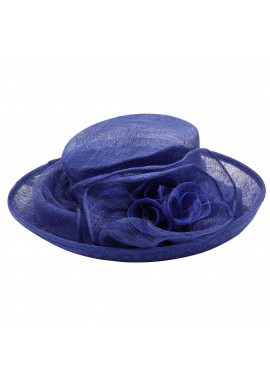 Chapeau Fleur Trompette Mariage Bleu Roy