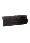 Pochette Satin Mariage Scintillant Fleur Noir