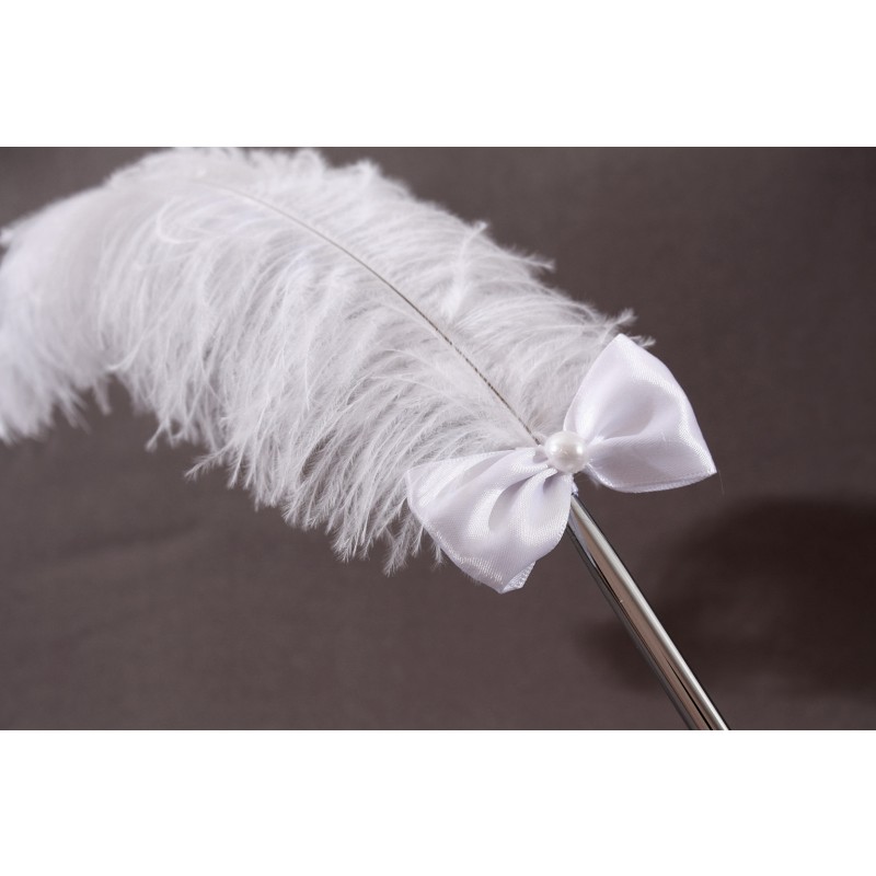 Porte Stylo Plume Mariage Blanc Noeud Broderie Papillon