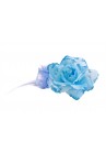Pince Mariage Fleur Plumes Tissu Scintillant Bleu Ciel