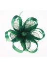 Pince Broche Mariage Fleur Plumes Bouton Ruban Vert