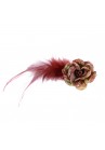 Pince Mariage Fleur Tissu Coloré Scintillant Marron