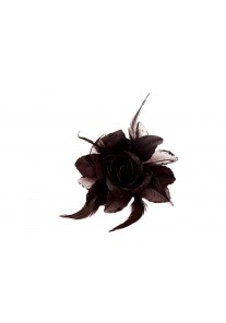 Broche Elastique Mariage Fleur Plumes Scintillants (Noir, Ivoire, Vert, Rouge, Rose, Marron)