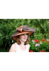 Chapeau Capeline Mariage Ceremonie Plume Sinamay Caramel / Marron