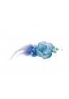 Pince Mariage Fleur Tissu Perlés Scintillants Bleu ciel
