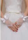 Gants Mitaines Blancs Voiles Noeuds Strass