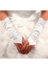 Gants Mariage Longs en Satin Bague à Fleur Perles Blanc
