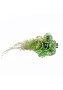 Pince Mariage Fleur Tissu Coloré Scintillant Vert