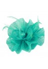 Pince Broche Mariage Fleur Plumes Pensée Bleu Turquoise