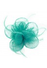 Pince Broche Mariage Petales Fleur Plumes Bleu Turquoise