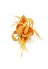 Pince Broche Mariage Fleur Plumes Etoile Voilette Jaune