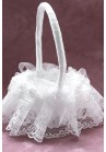 Panier Mariage Demoiselle D 'honneur Rond Dentelle Organza Blanc 