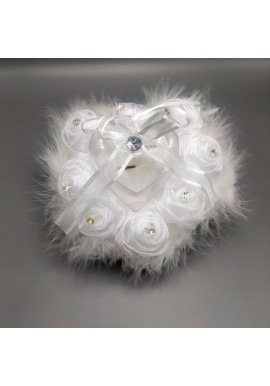 Porte-alliances Coeur Fleurs Noeud Strass Blanc