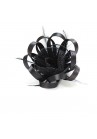 Pince Broche Mariage Fleur Plumes Ruban Rond Noir