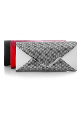 Pochette Mariage Satin Bicolore Oeil De Paon (Noir, Rouge/ Noir, Blanc/ Gris)