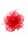 Pince Broche Mariage Fleur Plumes Bouton Rouge