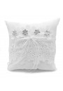 Coussin Mariage Porte Alliances Noeud Ruban Blanc Strass Borderie