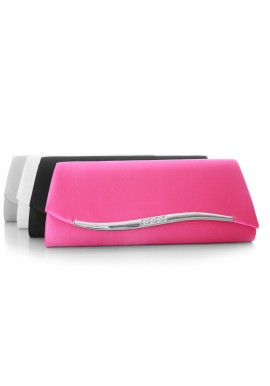 Pochette Mariage Satin Vaguelette Argentée (Gris,Blanc,Fushia,Noir)