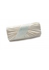 Pochette Mariage Satin Pluie Etoile Strass Beige