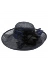 Chapeau Flèche Plume Fleur Tulle Mariage Bleu Marine