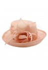 Chapeau Fleur Bouton Voilette Plume Mariage Rose Corail