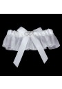 Jarretiere Mariage Dentelle Double Coeur Strass Noeud Blanc