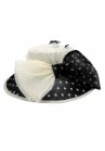 Chapeau Capeline Mariage Ceremonie Gros Noeud Plume Pois Noir