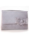 Sac Pochette Mariage Noeud Fleur Bouton Sinamay Gris