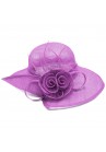 Chapeau Mariage Capeline Double Fleur Violet Lilas