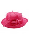 Chapeau Fleur Bouton Voilette Plume Mariage Rose Fushia