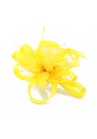 Pince Broche Mariage Fleurs Perlées Plumes Jaune