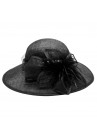 Chapeau Mariage Capeline Noeud Plume Fleur Lys Noir