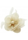 Pince Broche Mariage Fleur Plumes Bouton Ivoire