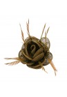 Pince Broche Fleur Plumes Sinamay Mariage MArron