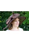 Chapeau Mariage Ceremonie Sisal Plume Noeuds Marron