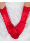 Gants Mi Longs Mariage Ceremonie Satin Perles Rouge