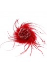 Broche Chouchou Mariage Fleur Scintillant Plumes Rouge