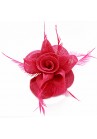 Pince Broche Mariage Fleur Pensé Plumes Rose fushia