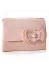 Sac Pochette Mariage Noeud Fleur Bouton Sinamay Beige