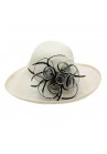 Chapeau Mariage Capeline Jolie Fleur Plume Blanc