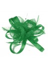 Pince Broche Mariage Fleurs Perlées Plumes Vert